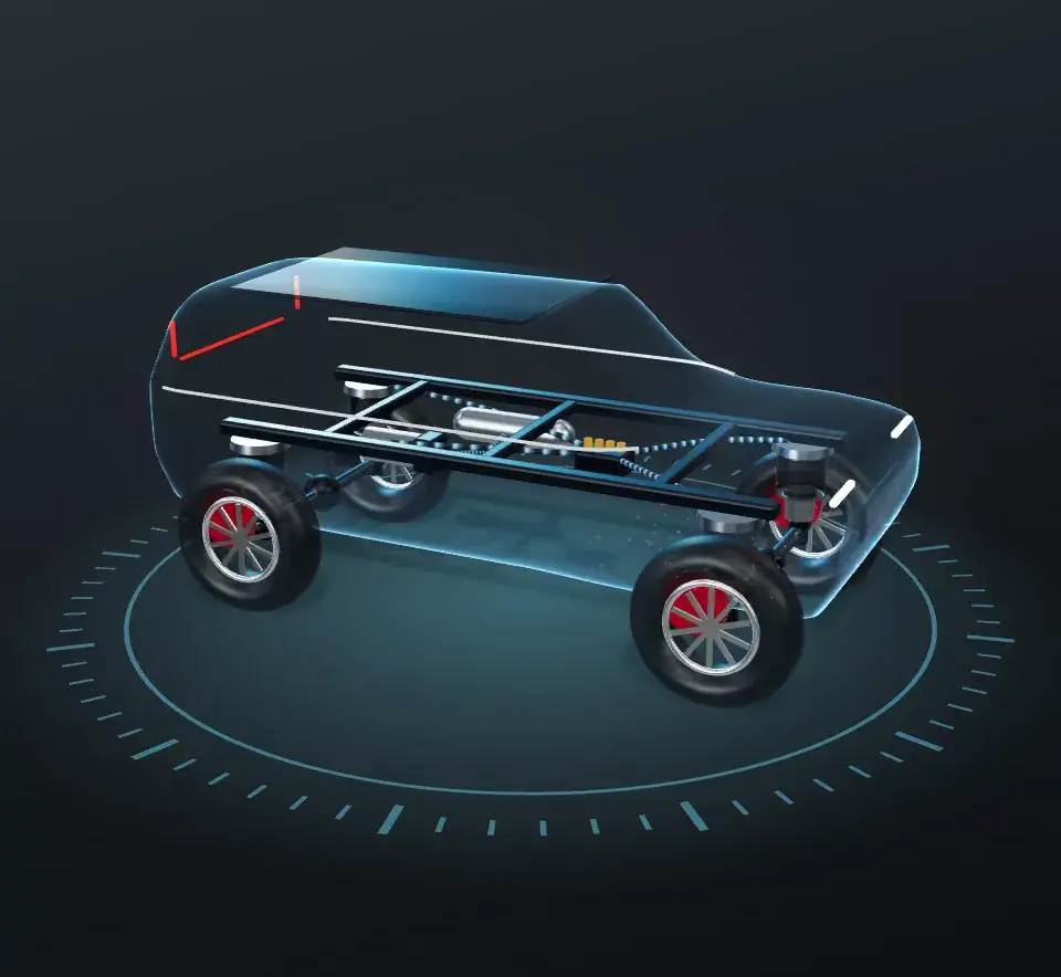 3D four-corner air suspension system